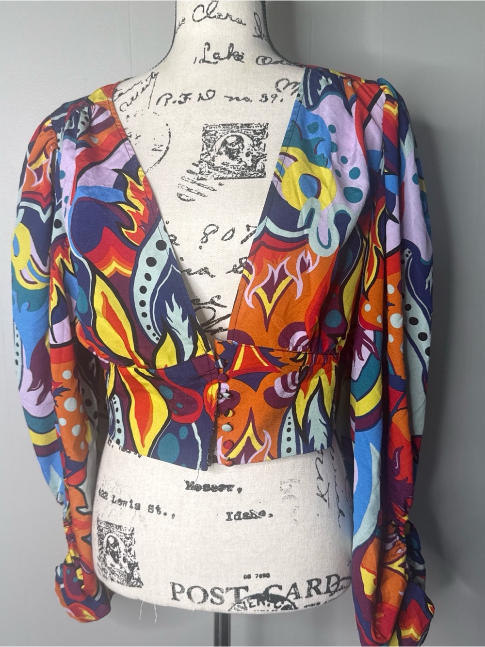 Vibrant Multi-Color Deep V Crop Top